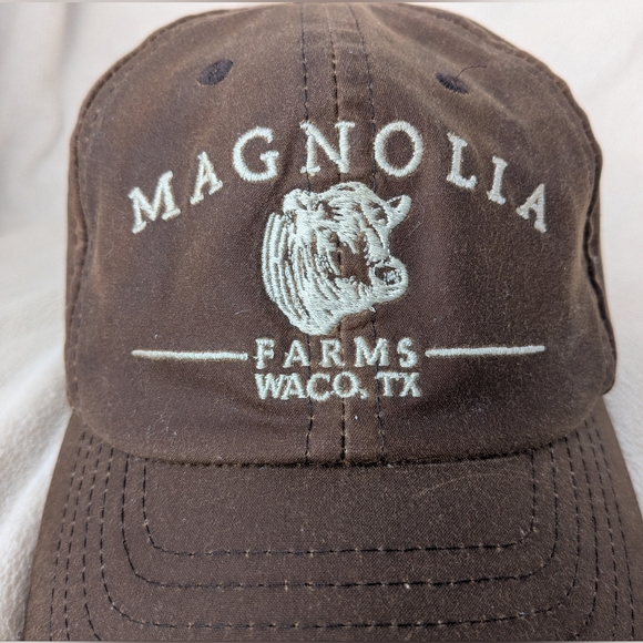 Magnolia Farms Brown Faux Leather Distressed Adjustable Baseball Cap Hat Waco TX - Picture 1 of 12